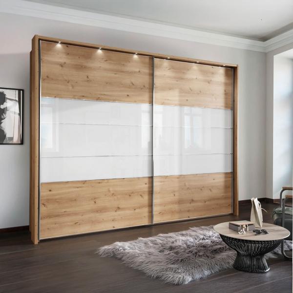 White Robe Slider 854 - 250cm Sliding Door Robe with White Glass | Magnum Furniture
