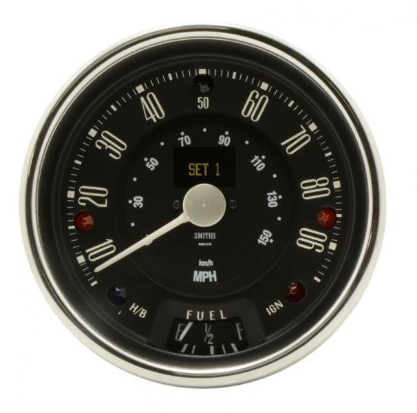 Smiths Classic Mini Digital Electronic Speedometer Black Face 130 MPH