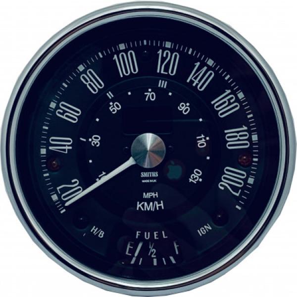 Smiths Classic Mini Digital Electronic Speedometer Black Face 200 KPH