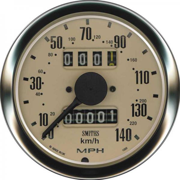 Smiths Mechanical Speedometer 170Mph Magnolia / Chrome Bezel 80mm