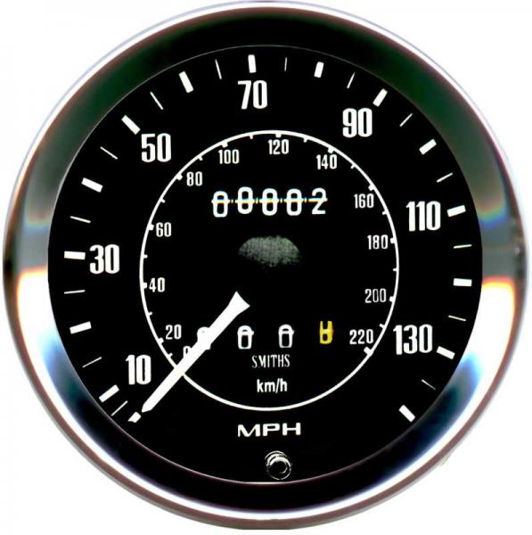 Smiths Mechanical Speedometer 140Mph Black / Chrome Bezel 100mm