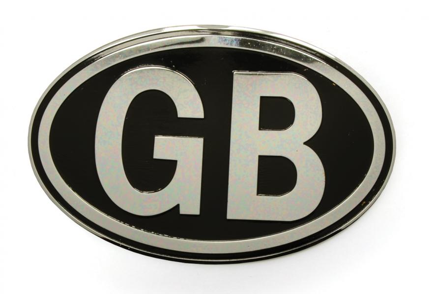 GB Badge Self Adh Oval 69x105 Metal Black and Chrome