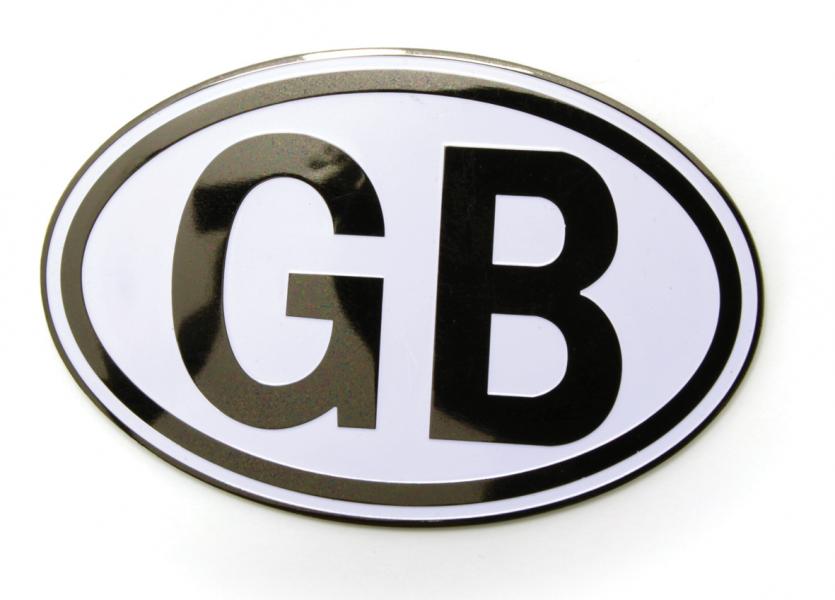 GB Badge Self Adh Oval 69x105 Metal Black and White